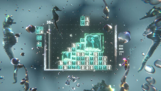 lumines arise screenshot with seahorses